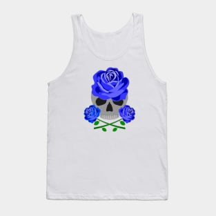 Blue Rose Skull Tank Top